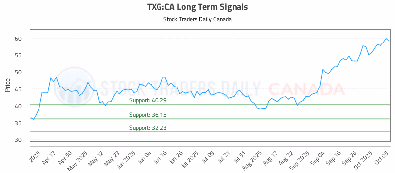 Stock Chart for TXG:CA