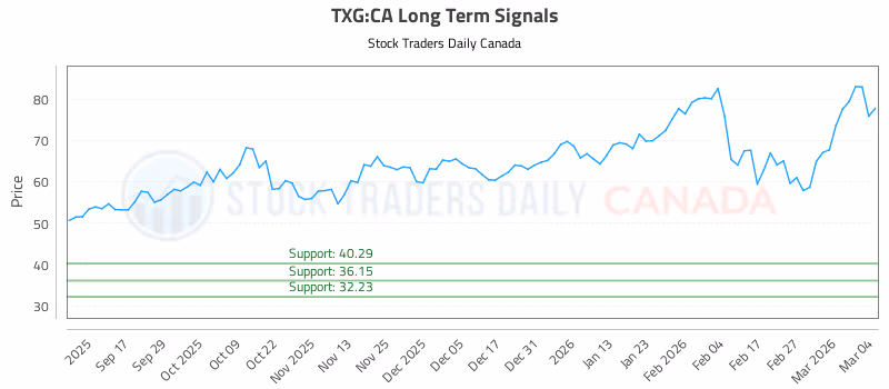Stock Chart for TXG:CA
