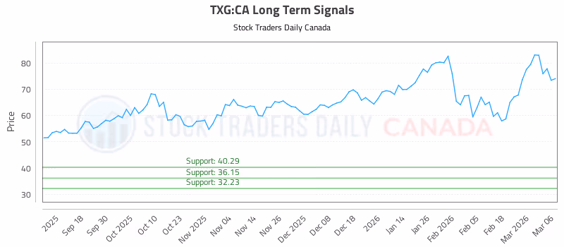 Stock Chart for TXG:CA