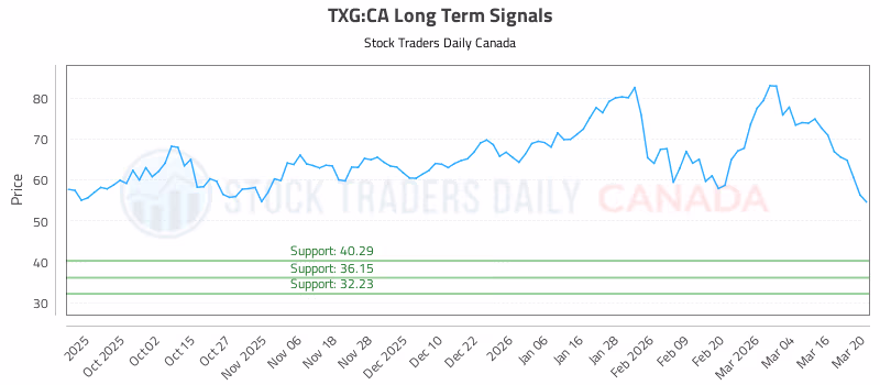 Stock Chart for TXG:CA
